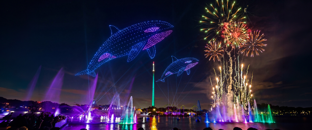 Drone show and fireworks