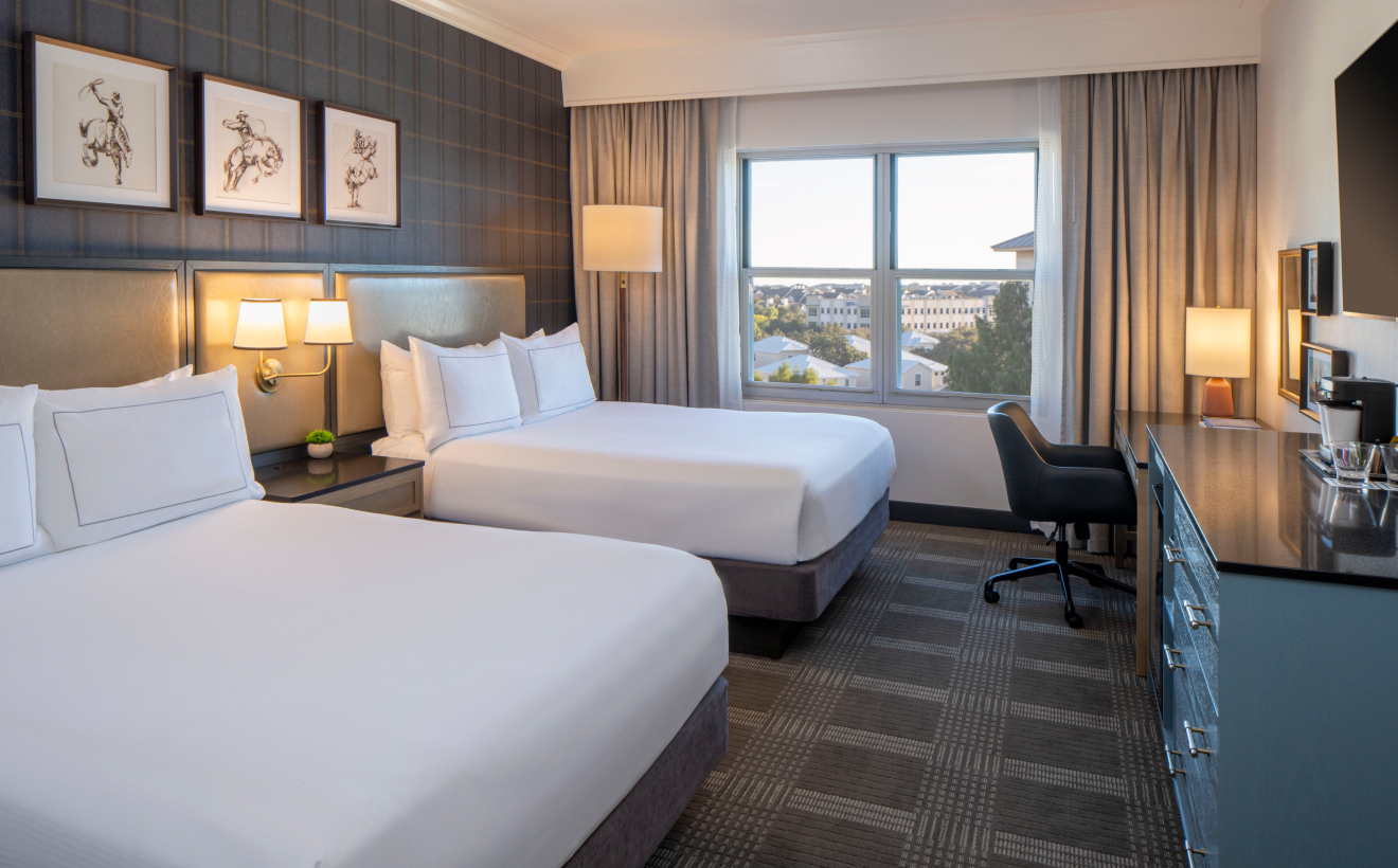 A interior view of a Hotel Room Available through the SeaWorld San Antonio Vacation Packages.