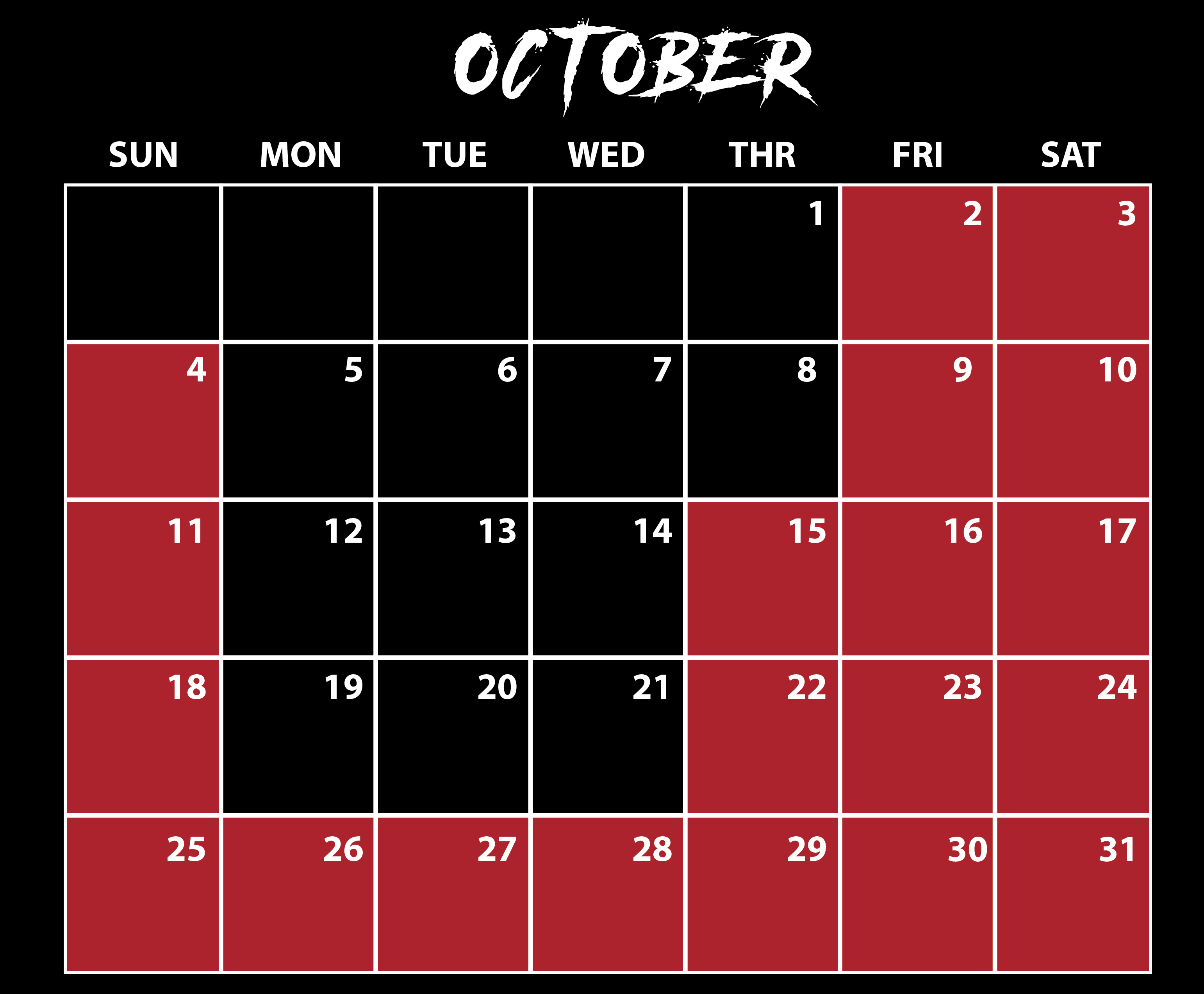 SeaWorld Orlando Howl-O-Scream October 2026 Calendar