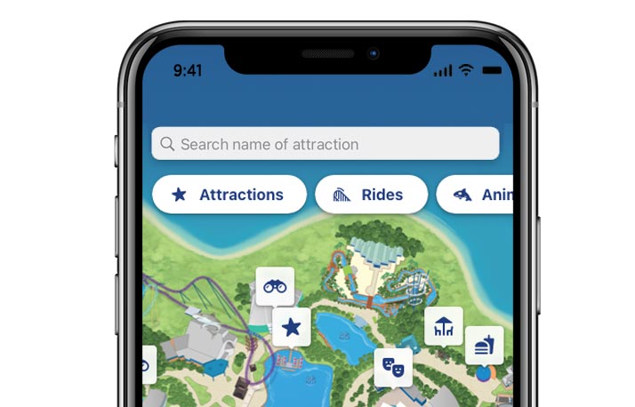 SeaWorld Orlando Mobile Park App Interactive Map
