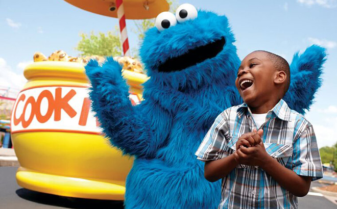 Sesame Street Land at SeaWorld Orlando Parade Float with Cookie Monster