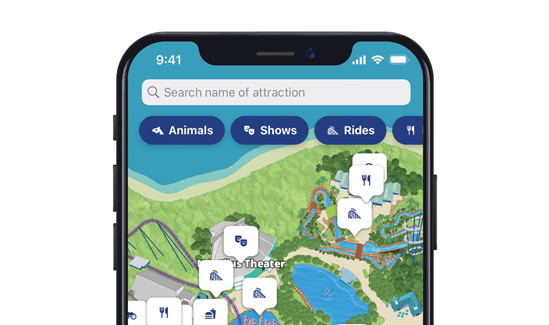 SeaWorld Mobile App's Interactive Map